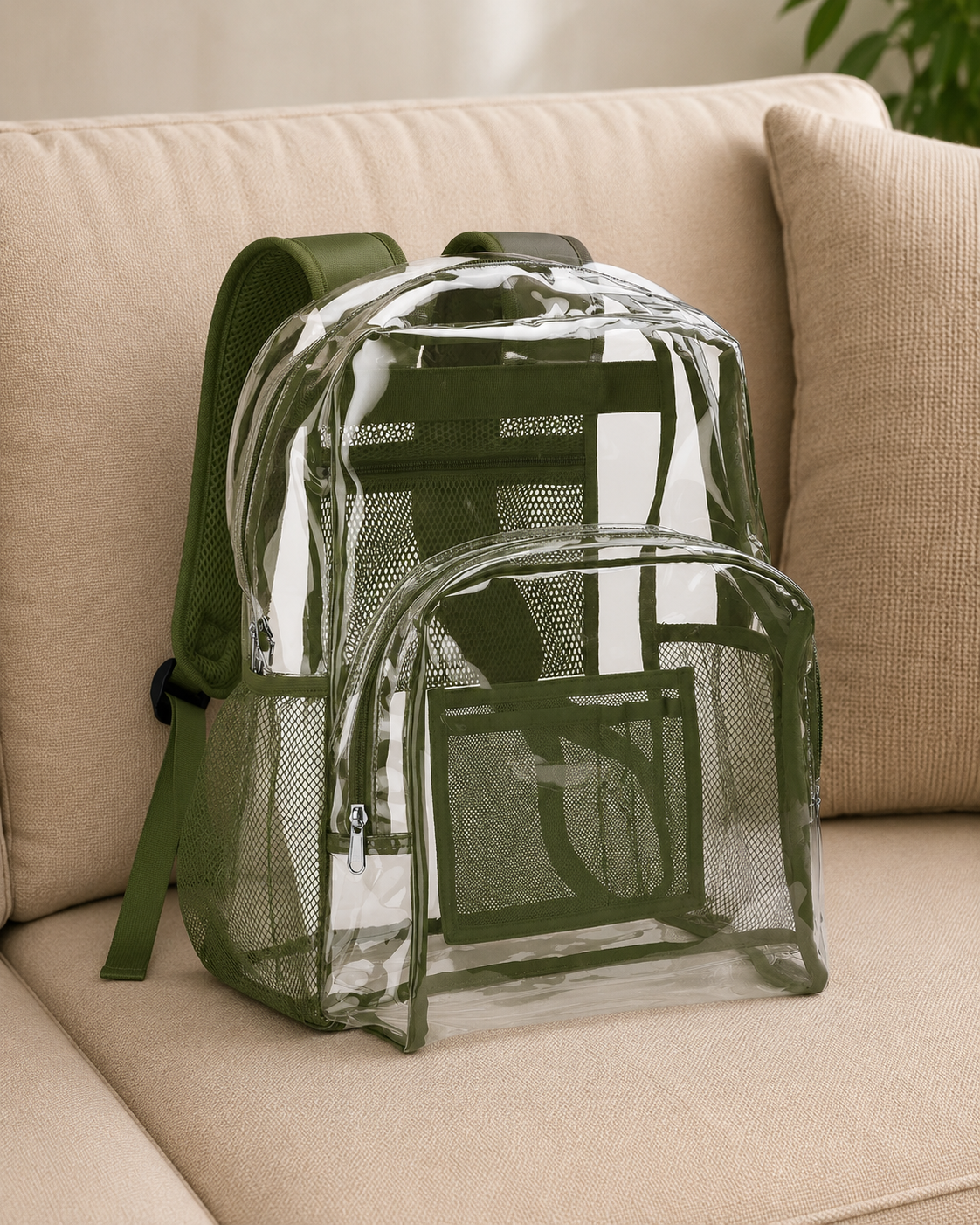 Clear Heavy-Duty Backpack for School & Travel – Large See-Through PVC Bookbag with Padded Straps