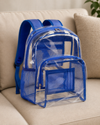 Clear Heavy-Duty Backpack for School & Travel – Large See-Through PVC Bookbag with Padded Straps