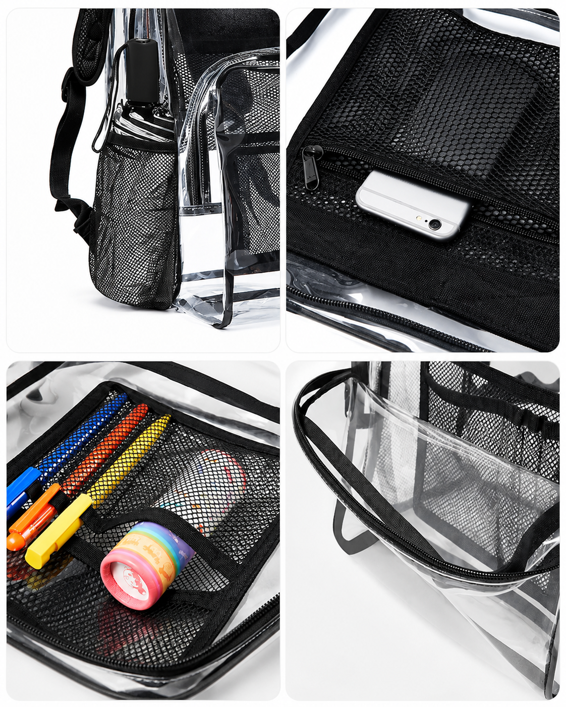 Clear Heavy-Duty Backpack for School & Travel – Large See-Through PVC Bookbag with Padded Straps