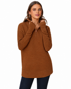 Women's Ribbed Knit Quarter-Zip Pullover Sweater